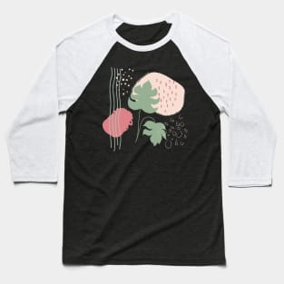 Abstract shapes lines dots and tropical monstera leaves digital design illustration Baseball T-Shirt